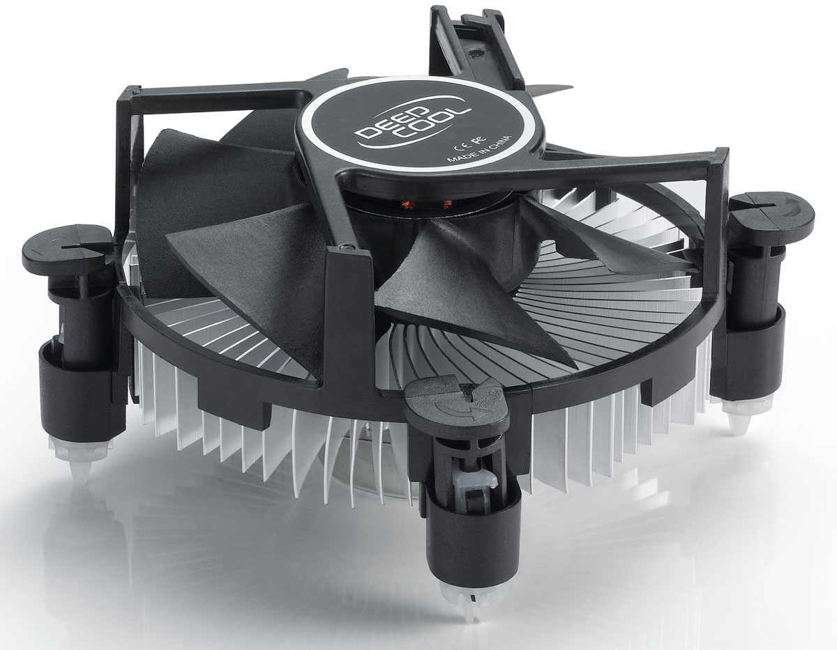 Deepcool CK-11509 кулер компьютерныйCK-11509 Deepcool CK-11509 кулер компьютерныйCK-11509Компактный кулер для процессора Deepcool CK-11509 совместим с наиболее распространенными сокетами Intel для холодных процессоров с TDP до 65 Вт включительно. Скорость вращения вентилятора составляет 2200 оборотов в минуту при уровне шума в 26.8 дБ. Радиатор кулера выполнен из алюминия.