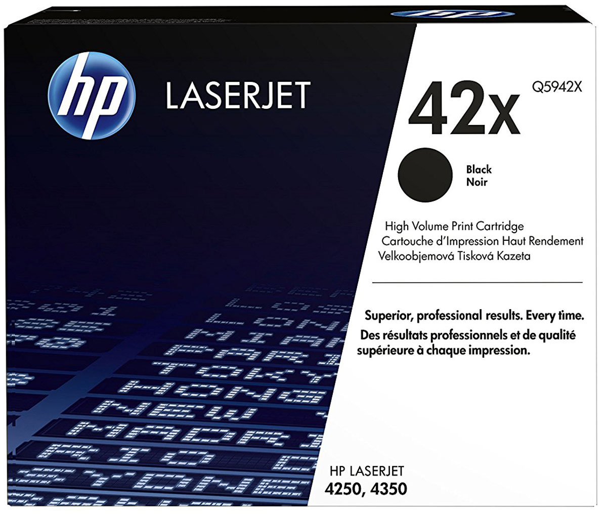 HP Q5942X (42A), Black тонер-картридж для LaserJet 4250/4350Q5942X HP Q5942X (42A), Black тонер-картридж для LaserJet 4250/4350Q5942XКартриджи HP Q5942X (42A) обеспечивает бесперебойную печать. Оригинальные картриджи HP с оригинальным тонером HP гарантируют качественное выполнение задач печати в офисе. Добейтесь превосходного качества черно-белой печати для повседневных нужд. Это недорогое и производительное решение отлично подойдет для печати отчетов, счетов, таблиц и других повседневных документов. Конструкция оригинальных картриджей LaserJet и уникальная формула тонера HP гарантируют неизменно высокое качество печати на протяжении всего срока службы картриджа. Конструкция расходных материалов обеспечивает стабильные показатели ресурса при смене картриджа.