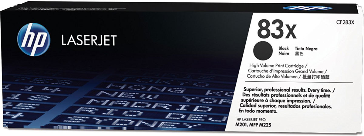 HP CF283X (83X), Black тонер-картридж для LaserJet Pro M201/M225CF283X HP CF283X (83X), Black тонер-картридж для LaserJet Pro M201/M225CF283XТонер-картридж HP 83X разработан для стабильно высоких результатов. Оригинальный лазерный картридж HP LaserJet позволяет печатать документы с четким текстом и яркими изображениями. Повседневные офисные задачи станут еще проще благодаря удобству хранения и замены расходных материалов.
