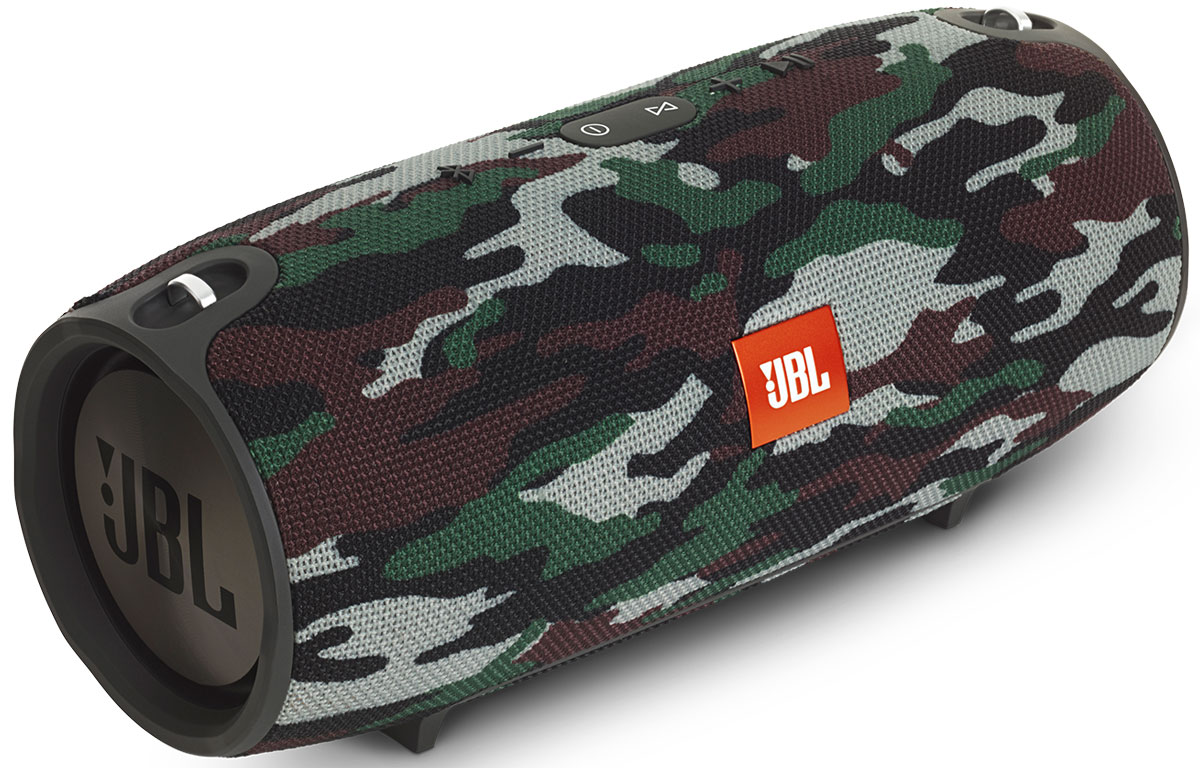JBL Xtreme, Camouflage портативная колонкаБ0028467 JBL Xtreme, Camouflage портативная колонкаБ0028467JBL Xtreme – это полнофункциональный портативный Bluetooth-динамик, который легко воспроизводит потрясающе мощный стереозвук через четыре активных преобразователя и два видимых излучателя низких частот JBL. Динамик оснащен емким перезаряжаемым литий-ионным аккумулятором на 10000 мАч, обеспечивающим до 15 часов автономной работы, и двойным USB-выходом для зарядки, поэтому ваша музыка будет звучать, а устройства – работать так долго, сколько вам нужно. JBL Xtreme подарит вам нужные эмоции там, где требуется – как в помещении, так и на улице, на вечеринке у бассейна или на шашлыке на лужайке, – а симпатичная тканевая обивка эффективно защитит динамик от брызг. Кроме того, продукт оснащен спикерфоном с функциями шумоподавления и эхокомпенсации для четкой конференц-связи. Функция JBL Connect позволяет объединять в беспроводную сеть несколько колонок, поддерживающих эту функцию, и таким образом усиливать акустические ощущения от...