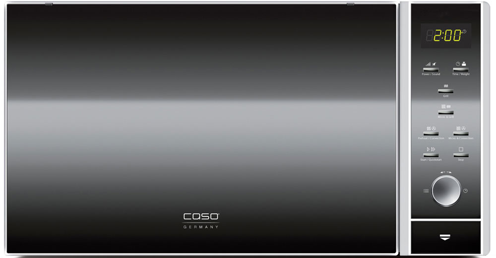 CASO MCG 250 Pro микроволновая печьMCG 250 Pro CASO MCG 250 Pro микроволновая печьMCG 250 ProМикроволновая печь CASO MCG 250 Pro имеет объем 25 литров, что вполне достаточно для разморозки, приготовления или разогрева блюд среднего и большого размера, а также для выпечки в формах. Печь может предложить 10 уровней мощности микроволнового излучения и конвекции, 9 автоматических программ, 2 комбинированные программы и 95 минут времени на таймере. К тому же, камера печи оснащена яркой подсветкой, а сама печь - звуковым сигналом окончания таймера с возможностью его отключения. В комплект входит тарелка Crispy Wave для выпечки. Диаметр тарелки: 27 см