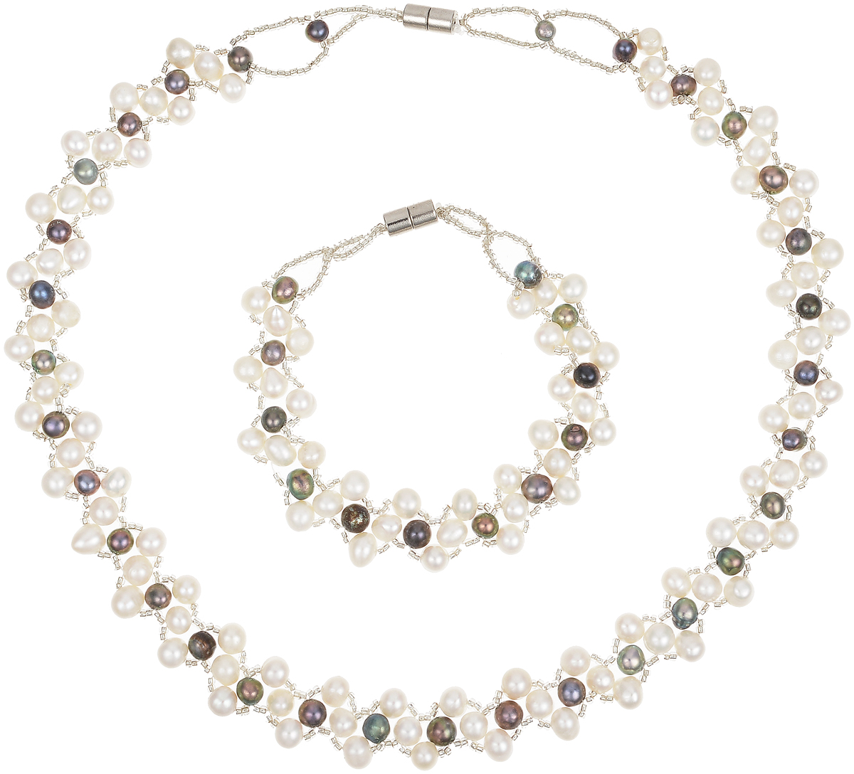 Комплект бижутерии Art-Silver: ожерелье, браслет, цвет: серый. N063-725N063-725 Комплект бижутерии Art-Silver: ожерелье, браслет, цвет: серый. N063-725N063-725Великолепный комплект бижутерии Art-Silver состоит из оригинального ожерелья и браслета. Изделия выполнены из бижутерного сплава, жемчуга и бисера. Ожерелье оформлено бусинами, застегивается на магнитный замок. Браслет так же оформлен бусинами и застегивается на магнитный замок.
