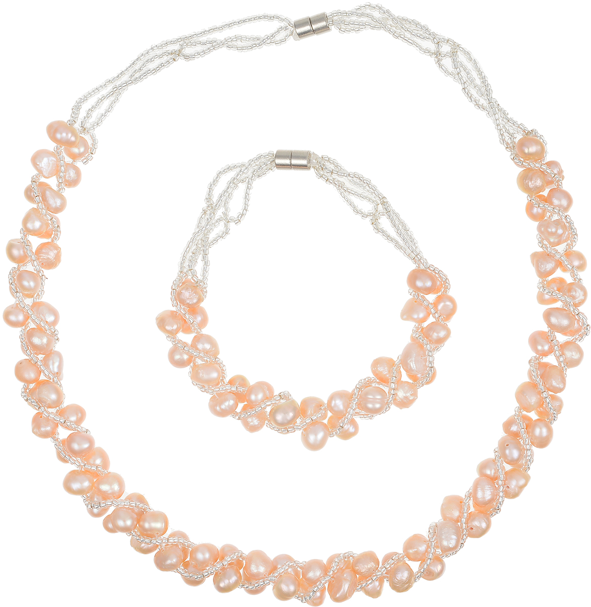 Комплект бижутерии Art-Silver: ожерелье, браслет, цвет: персиковый. N064-605N064-605 Комплект бижутерии Art-Silver: ожерелье, браслет, цвет: персиковый. N064-605N064-605Великолепный комплект бижутерии Art-Silver состоит из оригинального ожерелья и браслета. Изделия выполнены из бижутерного сплава, жемчуга и бисера. Ожерелье оформлено бусинами, застегивается на магнитный замок. Браслет так же оформлен бусинами и застегивается на магнитный замок.