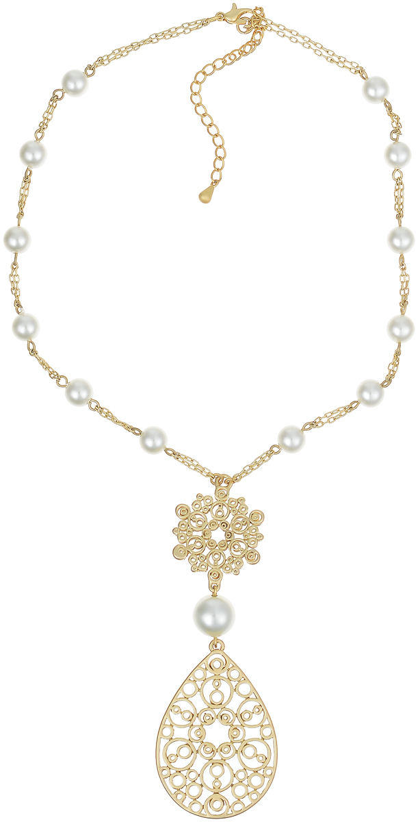 Колье Art-Silver, цвет: золотой. MS06309N-IG-A-632MS06309N-IG-A-632 Колье Art-Silver, цвет: золотой. MS06309N-IG-A-632MS06309N-IG-A-632Колье современного дизайна Art-Silver изготовлено из бижутерийного сплава, золота 0,01 мкрн. и искусственного жемчуга. Центральная часть колье дополнена декоративным элементом. Колье застегивается на замок-карабин, длина изделия регулируется за счет дополнительных звеньев. В комплекте с украшением поставляется мешочек для хранения.