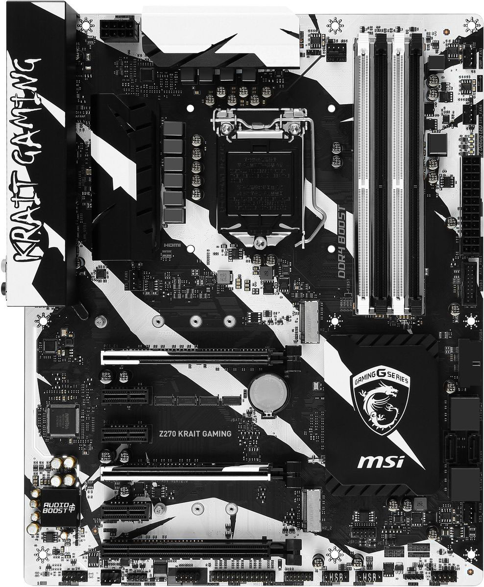 MSI Z270 Krait Gaming материнская платаZ270 KRAIT GAMING MSI Z270 Krait Gaming материнская платаZ270 KRAIT GAMINGБлагодаря уникальному внешнему виду и эксклюзивным геймерским функциям, материнская плата MSI Z270 Krait Gaming предлагает лучшие игровые возможности. Настройте любую цветовую схему с помощью RGB Mystic Light Sync. Чтобы полностью соответствовать стилю вашей системы выбирайте любой цвет из палитры с помощью вашего смартфона или приложения для ПК MSI Gaming App. Устали от одного и того же цвета? Полностью измените внешний вид компьютера за 1 секунду! Материнская плата MSI GAMING поддерживает все самые последние стандарты для дисковых накопителей. Это позволяет подключать любые высокоскоростные устройства хранения данных, добавляя преимуществ для игр. Быстрее запускайте игры, загружайте уровни и получайте настоящее преимущество перед своими врагами. Самые передовые технологии и разработки MSI позволили добиться совершенно другого уровня производительности в приложениях виртуальной реальности. Объединяя усилия с самыми известными VR брендами, а также...