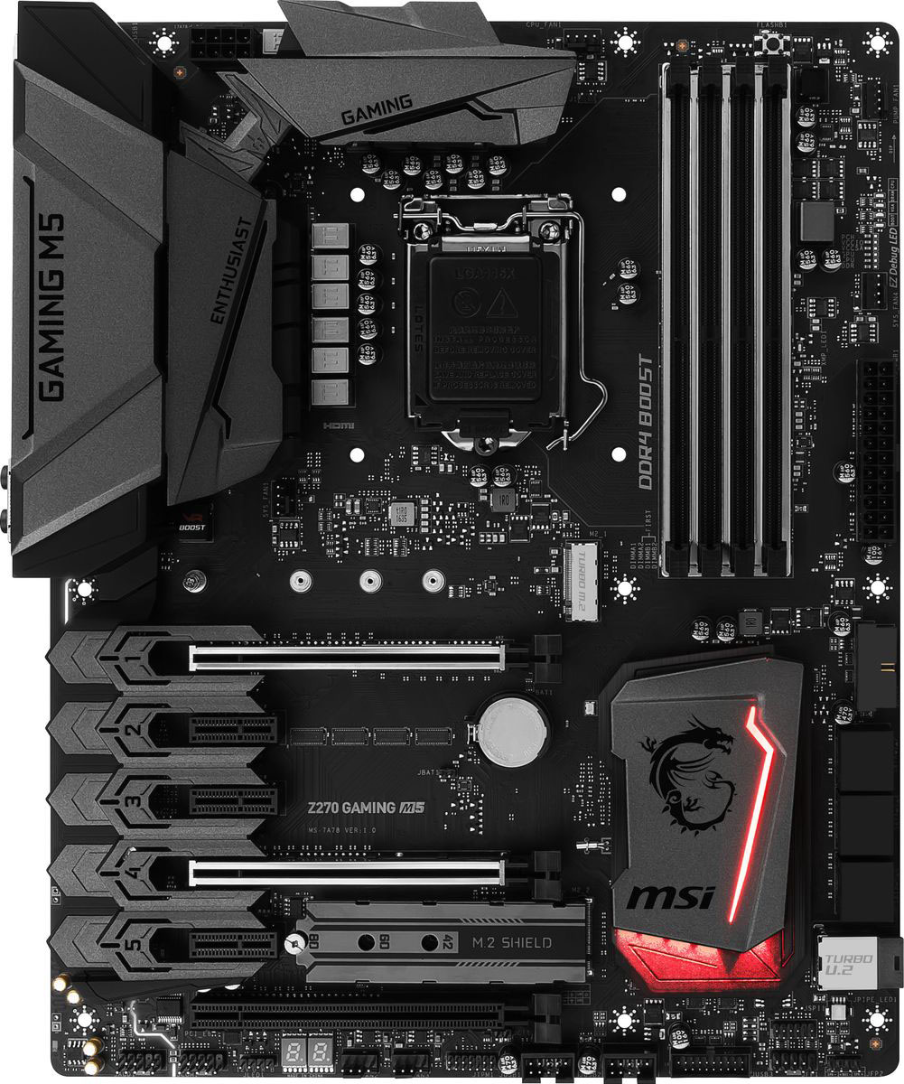 MSI Z270 Gaming M5 материнская платаZ270 GAMING M5 MSI Z270 Gaming M5 материнская платаZ270 GAMING M5Благодаря уникальному внешнему виду и эксклюзивным геймерским функциям, материнская плата MSI Z270 Gaming M5 предлагает лучшие игровые возможности. Настройте любую цветовую схему с помощью RGB Mystic Light Sync. Чтобы полностью соответствовать стилю вашей системы выбирайте любой цвет из палитры с помощью вашего смартфона или приложения для ПК MSI Gaming App. Устали от одного и того же цвета? Полностью измените внешний вид компьютера за 1 секунду! Материнская плата MSI GAMING поддерживает все самые последние стандарты для дисковых накопителей. Это позволяет подключать любые высокоскоростные устройства хранения данных, добавляя преимуществ для игр. Быстрее запускайте игры, загружайте уровни и получайте настоящее преимущество перед своими врагами. Самые передовые технологии и разработки MSI позволили добиться совершенно другого уровня производительности в приложениях виртуальной реальности. Объединяя усилия с самыми известными VR брендами, а также...