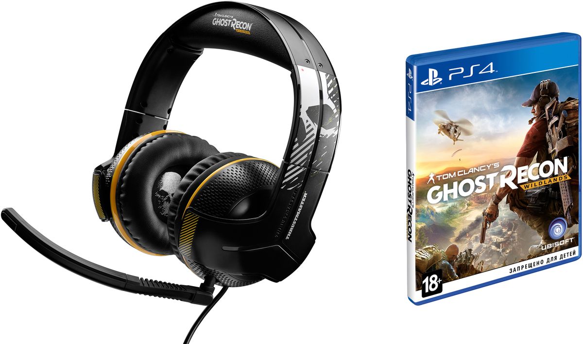 Thrustmaster Y300CPX Ghost Recon Wildlands Edition игровые наушники + игра Ghost Recon Wildlands для PS4THR65 Thrustmaster Y300CPX Ghost Recon Wildlands Edition игровые наушники + игра Ghost Recon Wildlands для PS4THR65Thrustmaster Y300CPX - универсальная гарнитура для полной совместимости. Оптимизированная гарнитура с полной поддержкой PlayStation 4, PlayStation 3, Xbox One, ПК, Xbox 360 и Mac. Совместимость также с Nintendo Wii U / Nintendo 3DS /PlayStation Vita / планшетами / смартфонами (с поддержкой вызовов). Аудиопревосходство Реальные 50-мм динамические головки, обеспечивающие кристально чистый звук: все слышать - быстро реагировать! Восприятие звука реальнее, чем в реальной жизни благодаря устойчивой амплитудно-частотной характеристике с превосходным балансом басовых, средних и высоких частот, оптимизированной для игр. Эксклюзивный двойной электроакустический усилитель нижних частот - глубокое воспроизведение басов. Лучшие наработки Thrustmaster в сфере аудио - для нового уровня игровых показателей (при поддержке Hercules и 20-летнего опыта в области аудио). Создано для удобства Уникальный Y-образный дизайн с серебристым декором обеспечивает...