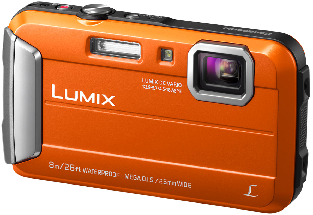 Panasonic Lumix DMC-FT30, Orange цифровая фотокамераDMC-FT30EE-D Panasonic Lumix DMC-FT30, Orange цифровая фотокамераDMC-FT30EE-DPanasonic Lumix DMC-FT30 отличается повышенной надежностью и работает под водой на глубине до 8 м / 26 футов. Режимы замедленной съемки, Творческой панорамы и масса прочих, а также богатый арсенал замечательных фильтров делают работу с камерой еще приятнее. Водостойкость и надежность для экстремального использования: Порадуйте себя удобной универсальной сьемкой как в городе, так на природе. Эта модель идеально подходит для любых условий. Встроенная память 220 МБ: 220 МБ встроенной памяти для лишних 34 кадров на случай, если память на карте закончится. Восхитительные фотографии под водой: Воспроизведение красного цвета в режиме расширенной подводной съемки компенсирует недостаток красного цвета при подводной съемке и делает изображение более натуральным и естественным. Режимы Спорт, Снег и Пляж и серфинг также легко доступны в удобном меню. MEGA O.I.S. (Оптический стабилизатор изображения): MEGA O.I.S....