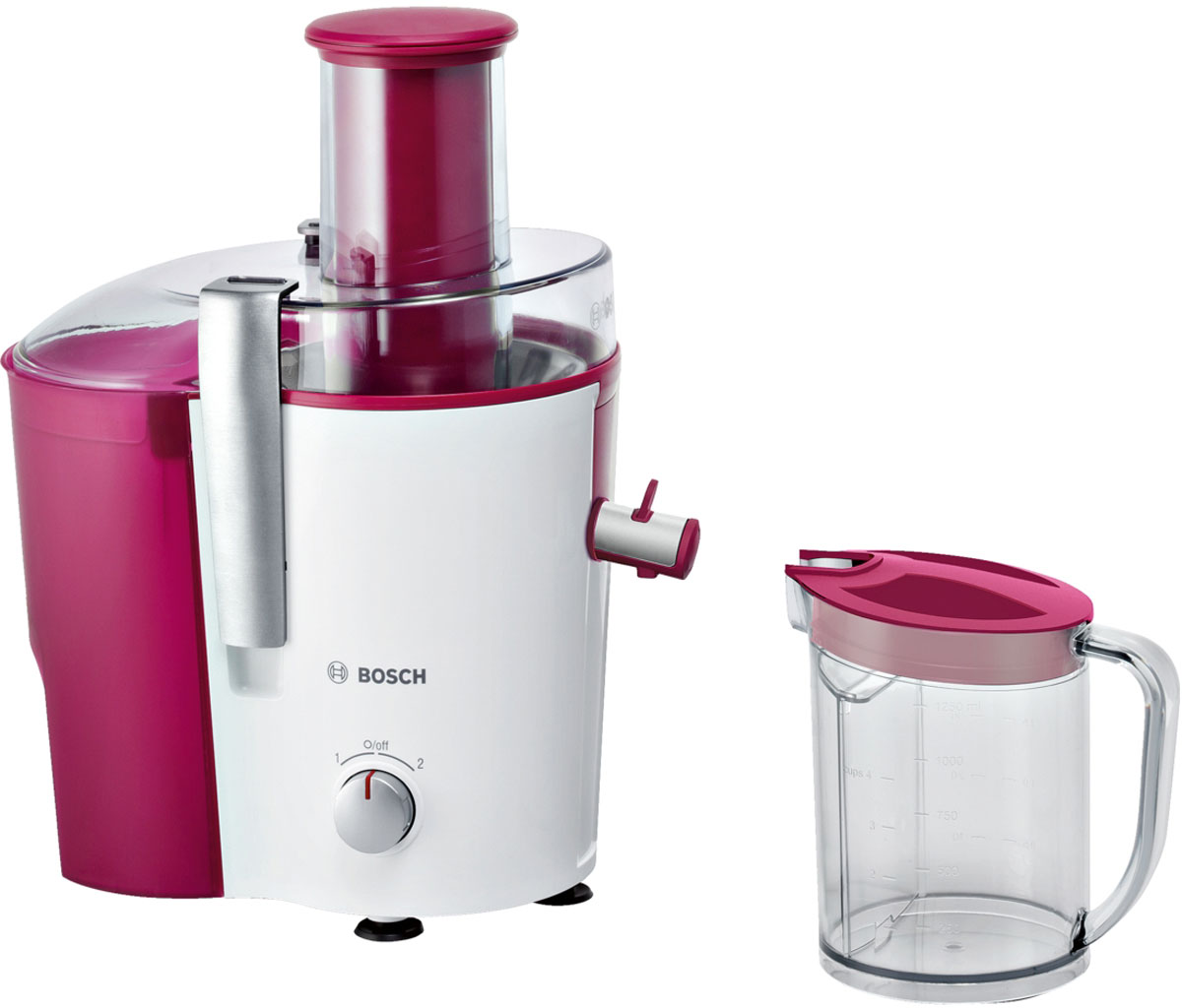 Bosch MES25C0 соковыжималкаMES25C0 Bosch MES25C0 соковыжималкаMES25C0Bosch MES25C0 - мощная универсальная соковыжималка с широким загрузочным отверстием под целое яблоко. Большое загрузочное отверстие для фруктов (целых яблок) и овощей – без предварительной нарезки. Система Капля-стоп предотвращает появление капель сока на рабочей поверхности после окончания отжима. Максимально безопасна: двигатель работает только в случае, когда прибор собран правильно и крышка закрыта. Сито из нержавеющей стали для оптимальной экстракции сока. Два скоростных режима для мягких и твердых фруктов.
