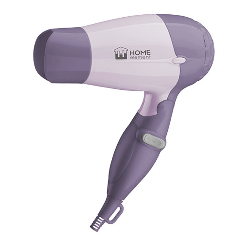 Home Element HE-HD309, Purple фенHE-HD309 Home Element HE-HD309, Purple фенHE-HD309Home Element HE-HD309 - компактный и очень удобный фен, чтобы брать с собой в дорогу или хранить в небольшом шкафчике. Фен имеет два режима мощности воздушного потока и абсолютно безопасен, отключаясь автоматически при перегреве. Удобный переключатель мощности воздушного потока на два положения: для бережной укладки или интенсивной сушки волос. Ручка складывается вдоль корпуса фена, обеспечивая наилучшее хранение. В сложенном виде фен занимает минимум места и идеален для путешествий.