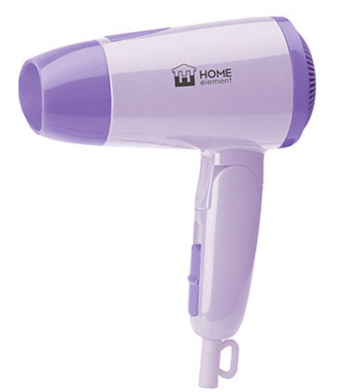 Home Element HE-HD312, Purple фенHE-HD312 Home Element HE-HD312, Purple фенHE-HD312Home Element HE-HD312 - компактный и очень удобный фен, чтобы брать с собой в дорогу или хранить в небольшом шкафчике. Фен имеет два режима мощности воздушного потока и абсолютно безопасен, отключаясь автоматически при перегреве. Удобный переключатель мощности воздушного потока на два положения: для бережной укладки или интенсивной сушки волос. Ручка складывается вдоль корпуса фена, обеспечивая наилучшее хранение. В сложенном виде фен занимает минимум места и идеален для путешествий.