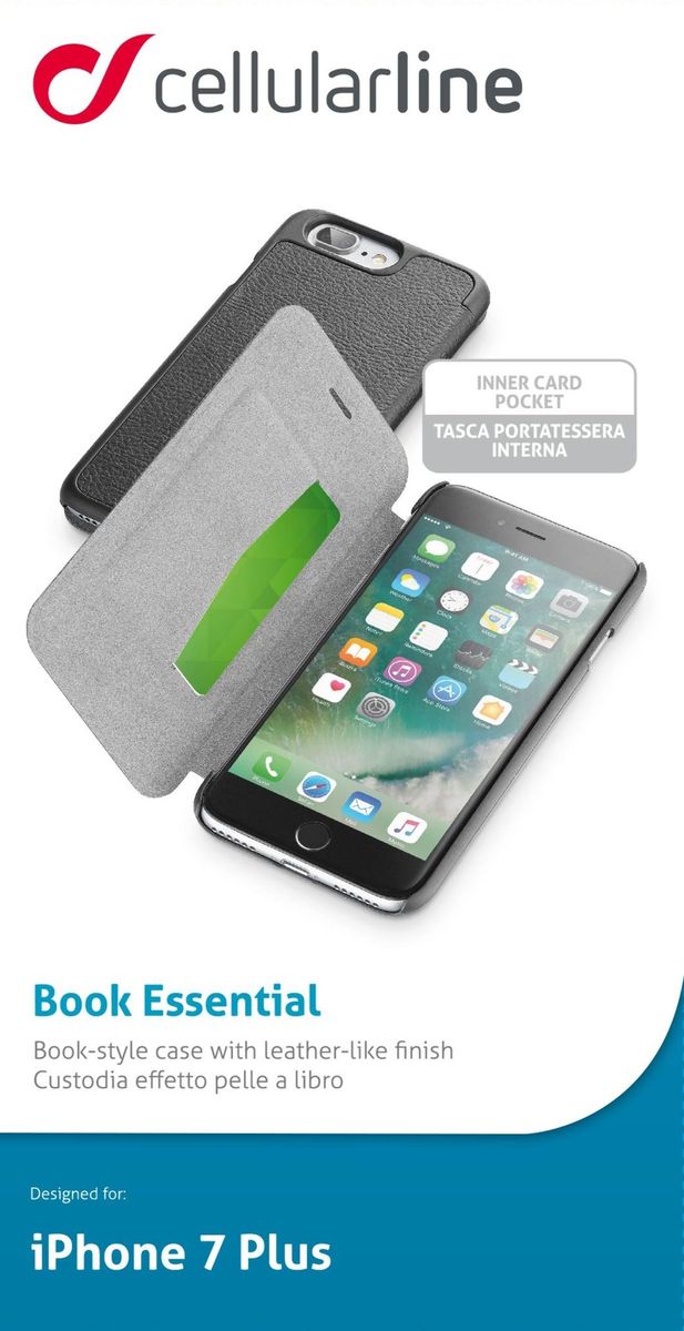Cellular Line Book чехол для iPhone 7 Plus, BlackBOOKESSIPH755K Cellular Line Book чехол для iPhone 7 Plus, BlackBOOKESSIPH755KЧехол-книжка Cellular Line Book для iPhone 7 Plus надежно защитит ваш смартфон от пыли, грязи, царапин, оставив при этом свободный доступ ко всем разъемам устройства. Также имеется возможность использования чехла в виде настольной подставки. Чехол Cellular Line Book - это стильная и элегантная деталь вашего образа, которая всегда обращает на себя внимание среди множества вещей.