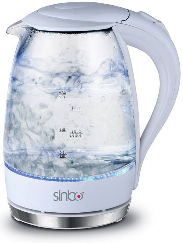 Sinbo SK 7338, White электрический чайникSK 7338_белый Sinbo SK 7338, White электрический чайникSK 7338_белыйSinbo SK 7338 - это мощная (2200 Вт) модель большого объема (1,7 л). С помощью этого чайника вы сможете приготовить чай на большую компанию за считанные минуты. Шкала уровня на корпусе поможет точно отследить оптимальный объем жидкости внутри резервуара. Вращающийся корпус сделает использование чайника еще более удобным, а фильтр избавит от попадания накипи в чашку.