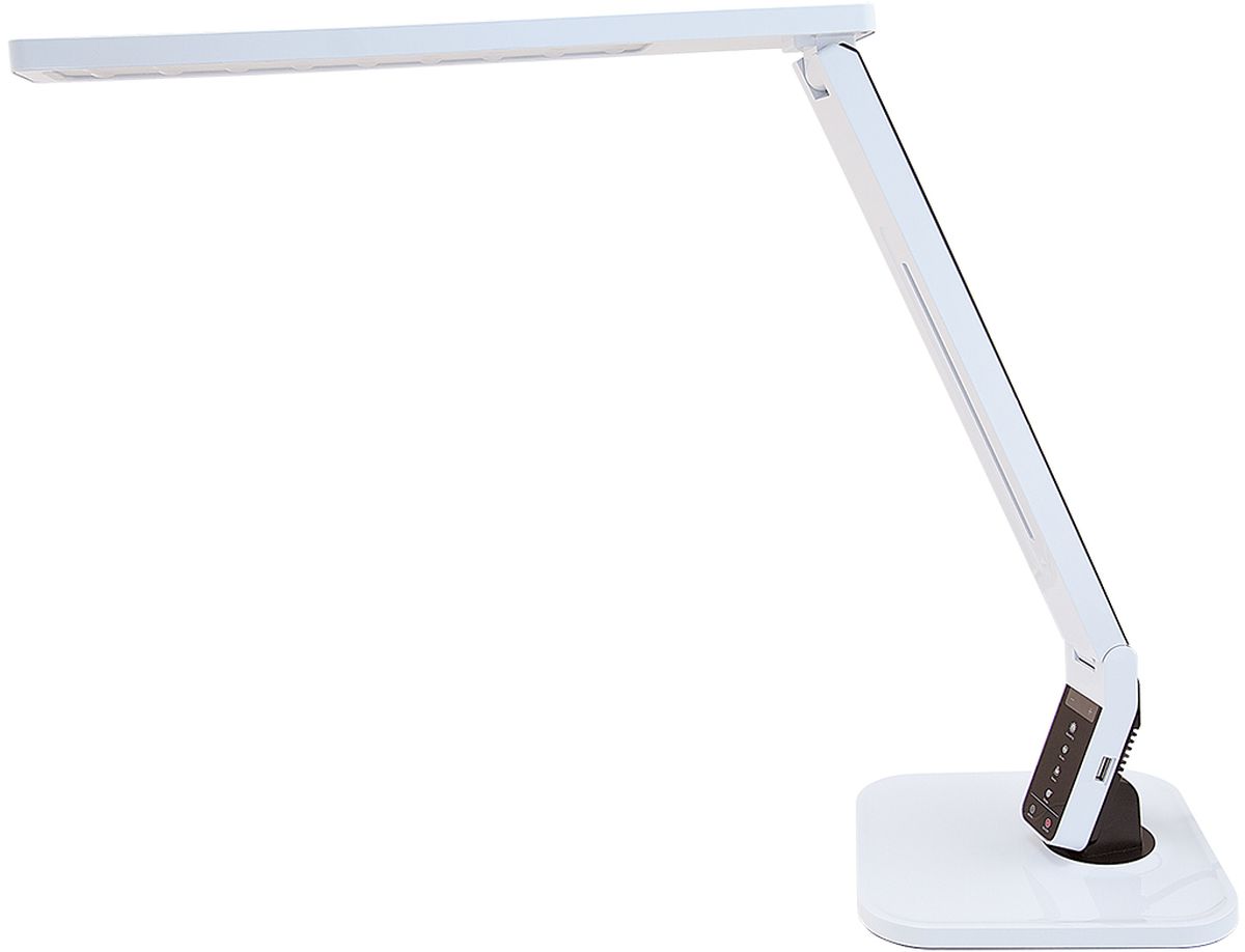 Лампа настольная Лючия Smart, светодиодная, цвет: белый, 11W. L7004606400105435 Лампа настольная Лючия Smart, светодиодная, цвет: белый, 11W. L7004606400105435Светодиодный настольный светильник модель L700 Smart - USB-разъем для подзарядки 5 В 1.5 А - Cенсорное управление - 4 режима. Цветовая температура света в диапазоне от 2700 до 6600 К - Дискретное изменение яркости свечения (5 уровней) - Запоминание выбранного уровня яркости в каждом режиме Настольный светильник. Предназначен для местного освещения внутри помещений. Напряжение сети 230 В, частота 50 Гц. Цветопередача Ra > 90. Источник света: SMD светодиоды, 27 шт. Регулировка направления света Кнопки: уменьшение/ увеличение яркости Кнопка: режим «чтение» Кнопка: режим «учеба» Кнопка: режим «релаксация» Кнопка: режим «сон» Кнопка: таймер на 60 мин Кнопка: включение/ выключение USB-разъем для зарядки Разъем для адаптера для сети 230 В