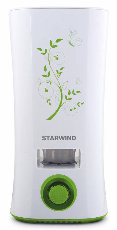 Starwind SHC4210, White Green увлажнитель воздухаSHC4210 Starwind SHC4210, White Green увлажнитель воздухаSHC4210Starwind SHC4210 - это ультразвуковой тип увлажнителя, распыляющий воздух без его нагревания. Кроме того, он еще и ароматизирует воздух, освежая его и делая приятно пахнущим. Ароматические масла, которые вы можете использовать в устройстве, способны не только освежить воздух, но и обогатить полезными веществами. Starwind SHC4210 работает при мощности 28 Вт и имеет объемный резервуар 2 л. При необходимости, вы можете регулировать испарение воздуха, уменьшая или увеличивая его испарение. Если вода будет подходить к концу, удобный встроенный индикатор сообщит вам об этом. Но вы можете не беспокоиться, что пропустите оповещение, ведь для максимальной безопасности устройства и экономии электроэнергии, при полном окончании воды устройство просто автоматически отключится.