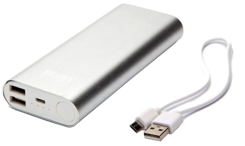 Bradex SU 0062, Silver внешний аккумулятор (10000 мАч)SU 0062 Bradex SU 0062, Silver внешний аккумулятор (10000 мАч)SU 0062Батарея в смартфоне, полностью разрядившаяся в самый неподходящий момент — вот кошмар нового тысячелетия. Внешний аккумулятор Bradex SU 0062 на 10 000 мАч обезопасит вас от подобных неприятностей и позволит всегда оставаться на связи. Устройство полностью совместимо со всеми гаджетами: смартфонами, планшетами, видео- и фотокамерами, плеерами МР3, электронными книгами и т. д. Внушительной емкости в 10 000 мАч может хватить на четыре полноценных заряда современного телефона, при этом внешний аккумулятор мало весит и не занимает много места в сумке. Устройство позволяет заряжать два гаджета одновременно Светодиодный индикатор указывает на уровень заряда Доступны аккумуляторы в черном, золотом или серебряном цвете