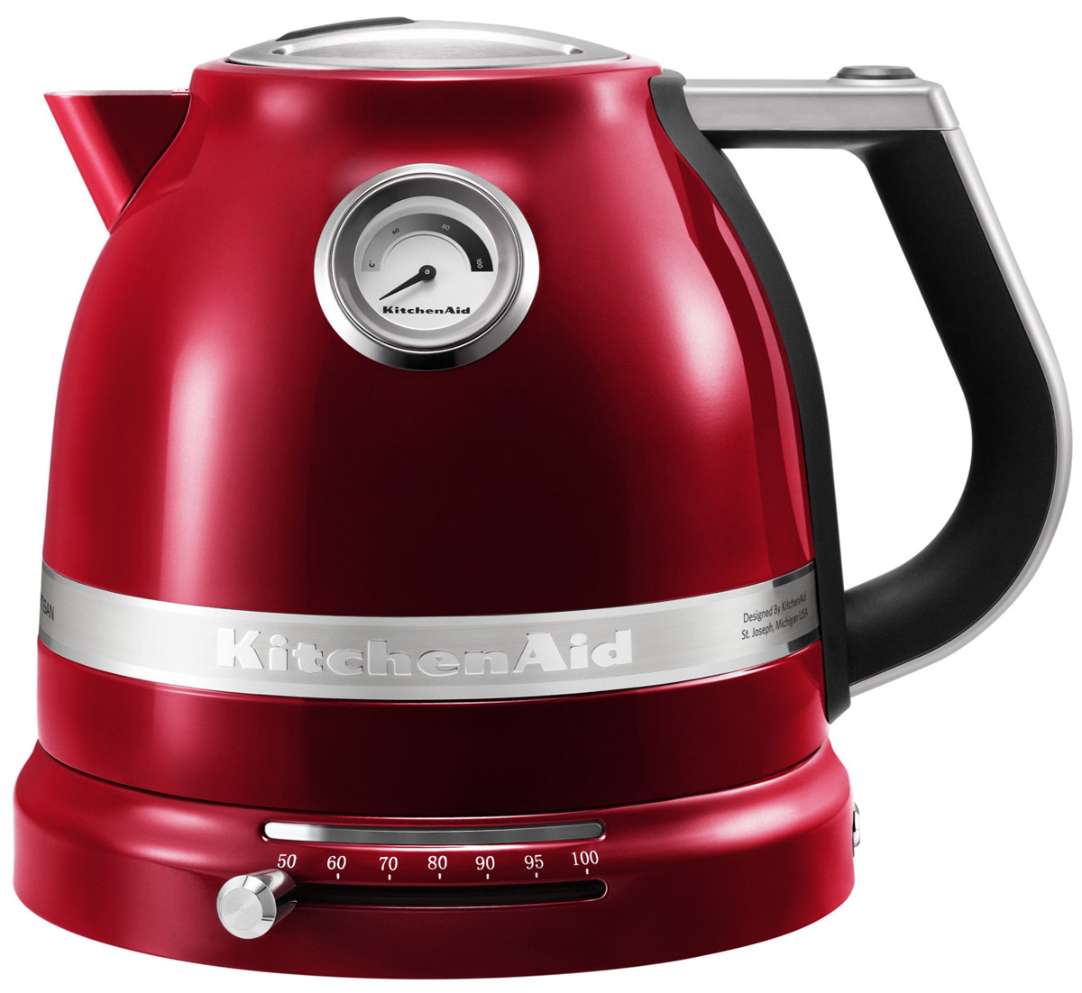 KitchenAid Artisan (5KEK1522ECA), Red Caramel электрочайник5KEK1522ECA Red Caramel KitchenAid Artisan (5KEK1522ECA), Red Caramel электрочайник5KEK1522ECA Red CaramelЭлектрический чайник KitchenAid ARTISAN объемом 1,5 литра - это новое слово в бытовой технике. Великолепные формы, эргономичность и элегантность - лучший образец, который обязательно должен быть на любой кухне. Выпить чашку чая с KitchenAid ARTISAN - это доставить себе истинное наслаждение и удовольствие. Ценители чайного напитка прекрасно знают, что каждый вид чая требует своей температуры воды. Но добиться нужного нагрева с обычной моделью было невероятно сложно. Теперь все изменилось: с двустенным электрическим чайником KitchenAid ARTISAN объемом 1,5 литра вы можете: выбирать нужную температуру нагрева от 50 до 100 градусов; поддерживать воду горячей в течение всей чайной церемонии; видеть температуру воды даже тогда, когда чайник не стоит на своей платформе; не ждать любимого напитка дольше положенного - этот прибор нагревает воду моментально.