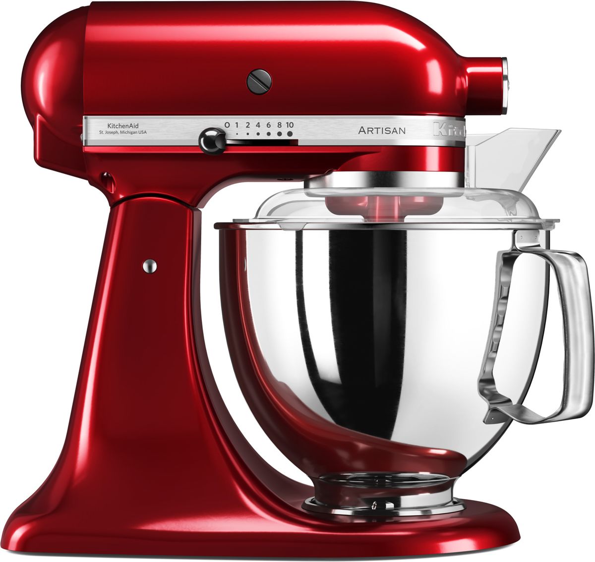 KitchenAid Artisan, Red миксер планетарный (5KSM175PSECA)5KSM175PSECA KitchenAid Artisan, Red миксер планетарный (5KSM175PSECA)5KSM175PSECAМиксер KitchenAid Artisan - это уникальное многофункциональное устройство, практически не имеющее аналогов на рынке техники для дома и кухни. Сочетание классического элегантного дизайна и высокой мощности, соответствующей стандартам профессионального оборудования, делает этот миксер фаворитом не только на домашней кухне, но и на рабочем столе мастеров поварского искусства. Откидывающаяся головка миксера KitchenAid Artisan позволяет легко менять насадки и устанавливать чашу. Миксер имеет 10 скоростных режимов, от медленного смешивания до высокоскоростного взбивания. Базовая комплектация миксера включает: чашу объемом 4,83 литра, крюк для теста, венчик для взбивания, насадку- лопатку для перемешивания, крышку для чаши и защитный обод с воронкой для засыпания продуктов. Этого набора достаточно, чтобы миксер успешно выполнял базовые функции. В передней части привода миксера KitchenAid имеется еще одно гнездо для подсоединения дополнительных насадок....