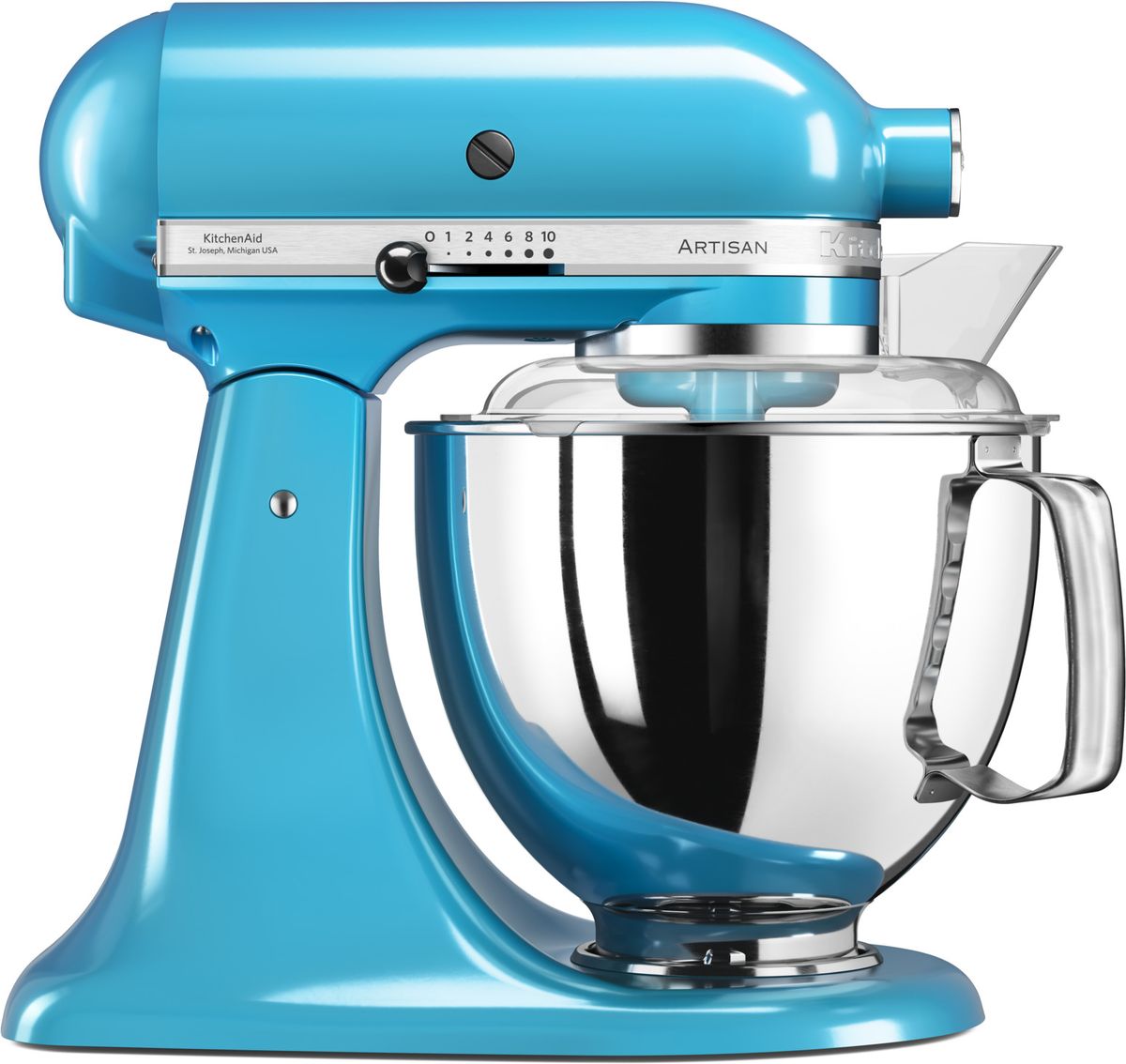 KitchenAid Artisan, Turquoise миксер планетарный (5KSM175PSECL)5KSM175PSECL KitchenAid Artisan, Turquoise миксер планетарный (5KSM175PSECL)5KSM175PSECLМиксер KitchenAid Artisan - это уникальное многофункциональное устройство, практически не имеющее аналогов на рынке техники для дома и кухни. Сочетание классического элегантного дизайна и высокой мощности, соответствующей стандартам профессионального оборудования, делает этот миксер фаворитом не только на домашней кухне, но и на рабочем столе мастеров поварского искусства. Откидывающаяся головка миксера KitchenAid Artisan позволяет легко менять насадки и устанавливать чашу. Миксер имеет 10 скоростных режимов, от медленного смешивания до высокоскоростного взбивания. Базовая комплектация миксера включает: чашу объемом 4,83 литра, крюк для теста, венчик для взбивания, насадку- лопатку для перемешивания, крышку для чаши и защитный обод с воронкой для засыпания продуктов. Этого набора достаточно, чтобы миксер успешно выполнял базовые функции. В передней части привода миксера KitchenAid имеется еще одно гнездо для подсоединения дополнительных насадок....
