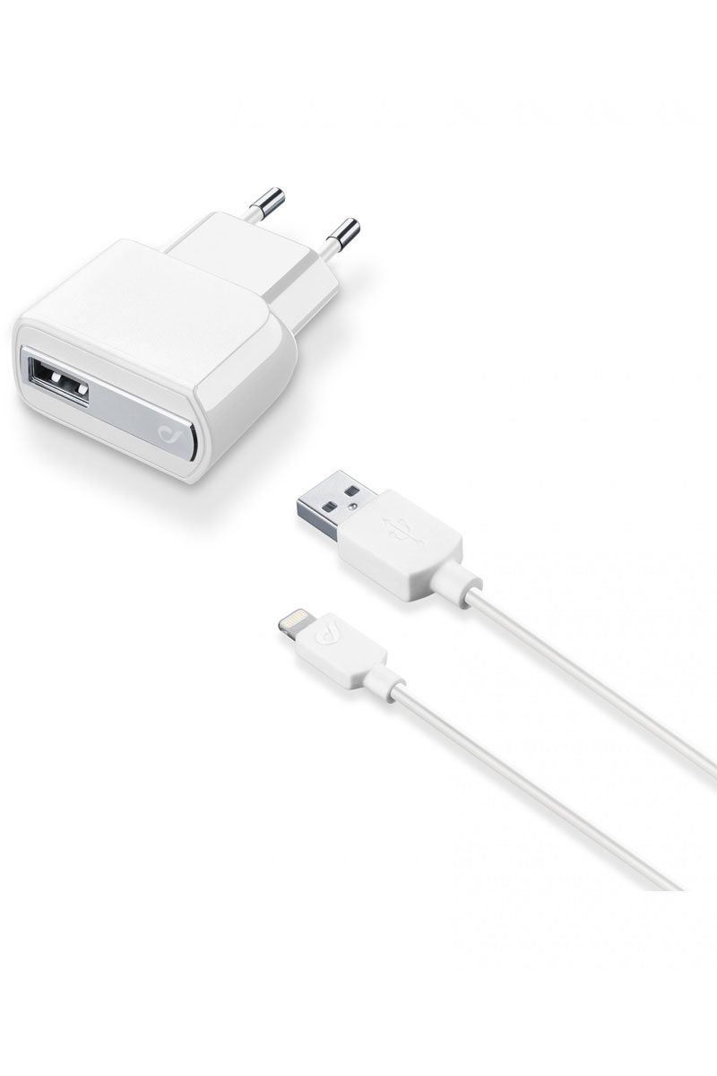 Cellular Line USB Charger Compact Kit (17544), White зарядное устройствоACHUSBMFIIPH5W Cellular Line USB Charger Compact Kit (17544), White зарядное устройствоACHUSBMFIIPH5WCellular Line USB Charger Compact Kit - компактное устройство для зарядки вашего смартфона от сети. Состоит из самого зарядного устройства и кабеля с коннектором USB/Lightning. Также имеется возможность заряда мобильного устройства при подключении к ПК.