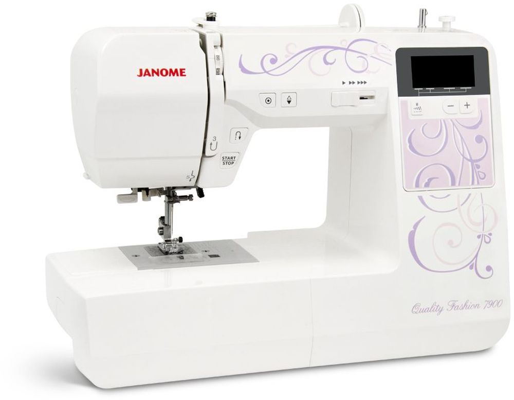 Janome QF 7900 швейная машинаQF 7900 Janome QF 7900 швейная машинаQF 7900100 операций, 7 видов автоматических петель, дисплей, нитевдеватель