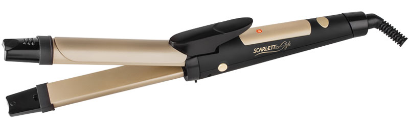 Scarlett SC-HS60595, Black Gold щипцы для завивки волосSC-HS60595 Scarlett SC-HS60595, Black Gold щипцы для завивки волосSC-HS60595Щипцы для волос Scarlett SC-HS60595 имеют эргономичное покрытие soft-touch. Керамические пластины и закругленная внешняя поверхность рабочих полотен позволяет добиваться двух вариантов укладки: 1.Идеально прямые волосы, если использовать стайлер как выпрямитель 2.Мягкие спиральные локоны, если использовать стайлер для накручивания волос в сомкнутом виде Результат на ваш выбор: идеально гладкие волосы или мягкие спиральные локоны.