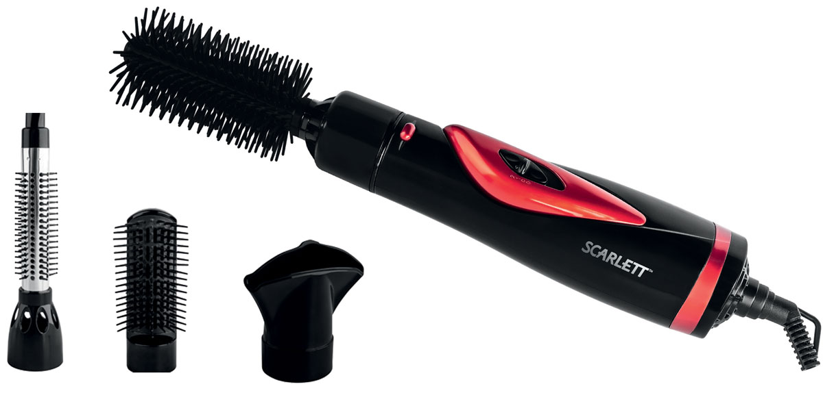 Scarlett SC-HAS73I04, Black фен-щеткаSC-HAS73I04 Scarlett SC-HAS73I04, Black фен-щеткаSC-HAS73I04Фен-щетка Scarlett SC-HAS73I04 правильное решение для красоты волос. Благодаря 2 режимам мощности потока воздуха вы с легкостью сможете подобрать для себя наиболее оптимальный вариант. Решетка имеет турмалиновое покрытие, что обеспечивает бережную укладку и блеск волос. Во время сушки волос происходит ионизация, которая не только придает блеск волосам, но и снимает статическое напряжение. Благодаря холодному обдуву происходит качественная фиксация прически. Для снятия насадок имеется специальная кнопка. Насадка с убирающимися зубчиками. . Круглая насадка-щетка для коротких и средней длинны волос для создания мягких локонов. Насадка – сопло для произвольной сушки волос. Плоская насадка – расческа для сушки волос и придания прикорневого объема на волосах любой длины.
