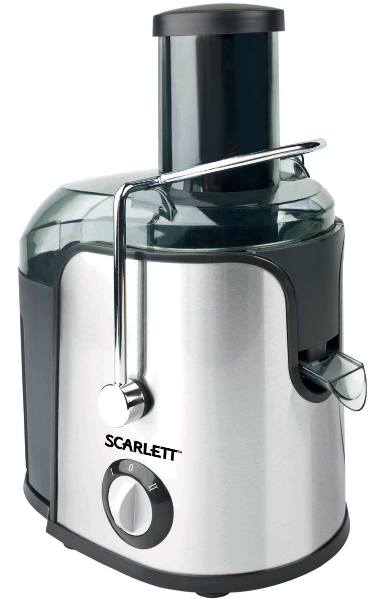 Scarlett SC-JE50S11, Stainless Steel соковыжималкаSC-JE50S11_S Scarlett SC-JE50S11, Stainless Steel соковыжималкаSC-JE50S11_SСоковыжималка Scarlett SC-JE50S11 - это отличный вариант для приготовления свежевыжатого сока каждый день. Она предназначена для отжима сока из любых овощей и фруктов. Модель оснащена удобным загрузочным лотком диаметром 75 мм с возможностью отжимать сок из целых плодов, не очищая и не разрезая их на части. Две скорости работы предназначены для мягких и более твердых плодов. Титановое покрытие Durable Titanium сетчатого фильтра для сока гарантирует длительный срок службы прибора, а также способствует сохранению витаминов и ферментов в соке благодаря химической нейтральности к натуральным кислотам. Сливной носик с блокировкой подачи сока Автоматическая блокировка Отделка корпуса из нержавеющей стали
