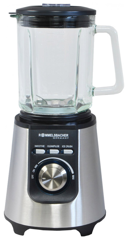 Rommelsbacher MX 850, Silver блендерMX 850 Rommelsbacher MX 850, Silver блендерMX 850Блендер Rommelsbacher MX 850 мощностью 850 Вт позволят сделать ваш повседневный рацион питания более разнообразным. Данная техника рассчитана на измельчение разных видов продуктов. При помощи него вы без труда измельчите овощи, смешаете любые ингредиенты, приготовите коктейли и соки, взобьете кремы и многое другое. При своей высокой функциональности блендер не занимает много места на кухонном столе. Он весьма компактен, а наличие нескольких режимов работы позволит без труда получить желаемый результат при измельчении продуктов. Пользоваться настольным блендером Rommelsbacher MX 850 настоящее удовольствие. Включив прибор в сеть, вам потребуется лишь загрузить продукты в емкость и выбрать подходящий режим работы. Всего лишь несколько секунд потребуется для измельчения или смешивания продуктов.