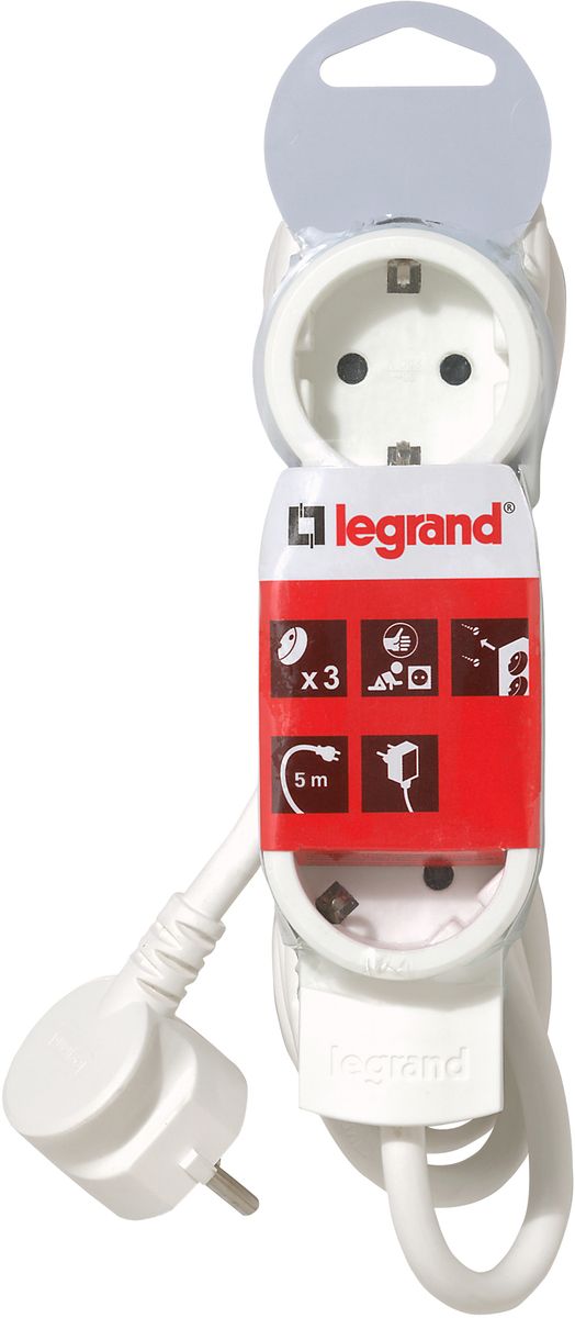 Legrand Стандарт сетевой удлинитель 3 x 2К+З (5 м)695003 Legrand Стандарт сетевой удлинитель 3 x 2К+З (5 м)695003Legrand Стандарт - компактный сетевой удлинитель с эргономичным корпусом, что позволяет устанавливать его под мебелью. Возможно крепление к стене. Одна из розеток повернута на 90 градусов для удобства подключения зарядных устройств.