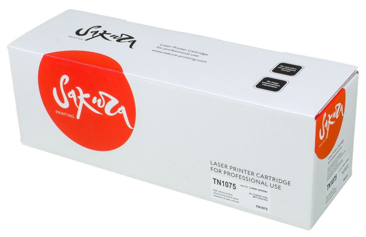 Sakura TN1050, Black тонер-картридж для Brother HL-1110/1510/MFC-1810/1815SATN1075 Sakura TN1050, Black тонер-картридж для Brother HL-1110/1510/MFC-1810/1815SATN1075Тонер-картридж Sakura TN1050 со смарт-картой для лазерных принтеров Brother HL-1110/1510/MFC-1810/1815 является альтернативным решением для замены оригинальных картриджей. Он печатает с тем же качеством и имеет тот же ресурс, что и оригинальный картридж. В картриджах компании Sakura используется химический синтезированный тонер, который в отличие от дешевого тонера из перемолотого полимера, не царапает, а смазывает печатающий вал, что приводит к возможности многократных перезаправок картриджей. Такой подход гарантирует долгий срок службы принтера, превосходное качество и стабильность печати. Тонер-картриджи Sakura производятся при строгом соответствии стандартам ISO 9001 и ISO 14001, что подтверждено международными сертификатами.
