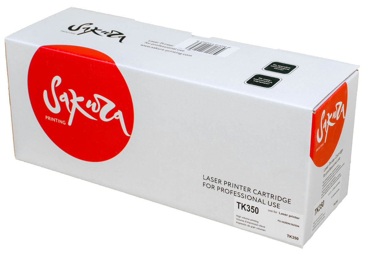 Sakura TK350, Black тонер-картридж для Kyocera FS-3920DN/3925DNSATK350 Sakura TK350, Black тонер-картридж для Kyocera FS-3920DN/3925DNSATK350Тонер-картридж Sakura TK350 для лазерных принтеров Kyocera FS-3920DN/3925DN является альтернативным решением для замены оригинальных картриджей. Он печатает с тем же качеством и имеет тот же ресурс, что и оригинальный картридж. В картриджах компании Sakura используется химический синтезированный тонер, который в отличие от дешевого тонера из перемолотого полимера, не царапает, а смазывает печатающий вал, что приводит к возможности многократных перезаправок картриджей. Такой подход гарантирует долгий срок службы принтера, превосходное качество и стабильность печати. Тонер-картриджи Sakura производятся при строгом соответствии стандартам ISO 9001 и ISO 14001, что подтверждено международными сертификатами.