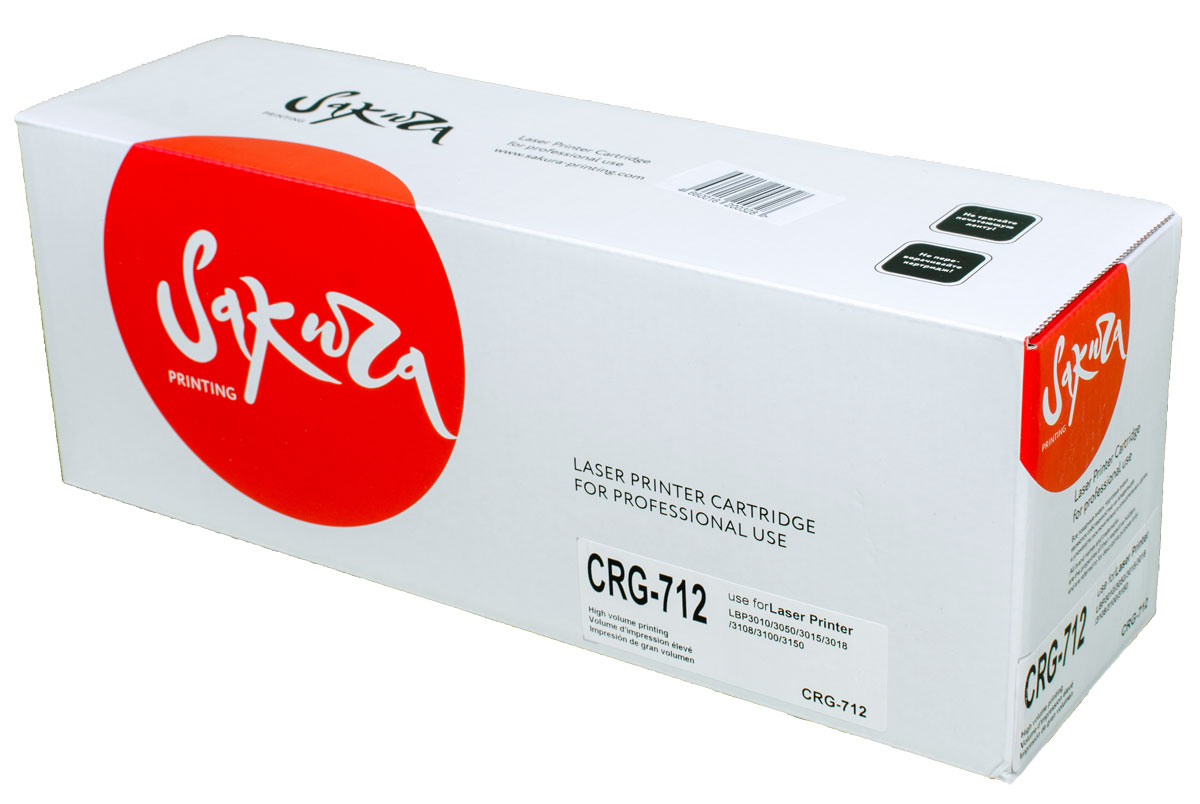 Sakura CRG712, Black тонер-картридж для Canon i-SENSYS LBP3010/LBP3050/LBP3015/LBP3018/LBP3108/LBP3100/LBP3150SACRG712 Sakura CRG712, Black тонер-картридж для Canon i-SENSYS LBP3010/LBP3050/LBP3015/LBP3018/LBP3108/LBP3100/LBP3150SACRG712Тонер-картридж Sakura CRG712 для лазерных принтеров Canon i-SENSYS LBP3010/LBP3050/LBP3015/LBP3018/LBP3108/LBP3100/LBP3150 является альтернативным решением для замены оригинальных картриджей. Он печатает с тем же качеством и имеет тот же ресурс, что и оригинальный картридж. В картриджах компании Sakura используется химический синтезированный тонер, который в отличие от дешевого тонера из перемолотого полимера, не царапает, а смазывает печатающий вал, что приводит к возможности многократных перезаправок картриджей. Такой подход гарантирует долгий срок службы принтера, превосходное качество и стабильность печати. Тонер-картриджи Sakura производятся при строгом соответствии стандартам ISO 9001 и ISO 14001, что подтверждено международными сертификатами.
