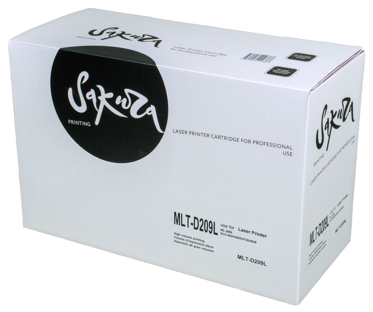 Sakura MLTD209L, Black тонер-картридж для Samsung ML-2855ND/SCX-4824FN/4828FNSAMLTD209L Sakura MLTD209L, Black тонер-картридж для Samsung ML-2855ND/SCX-4824FN/4828FNSAMLTD209LТонер-картридж Sakura MLTD209L для лазерных принтеров Samsung ML-2855ND/SCX-4824FN/4828FN является альтернативным решением для замены оригинальных картриджей. Он печатает с тем же качеством, что и оригинальный картридж, но имеет увеличенный ресурс. В картриджах компании Sakura используется химический синтезированный тонер, который в отличие от дешевого тонера из перемолотого полимера, не царапает, а смазывает печатающий вал, что приводит к возможности многократных перезаправок картриджей. Такой подход гарантирует долгий срок службы принтера, превосходное качество и стабильность печати. Тонер-картриджи Sakura производятся при строгом соответствии стандартам ISO 9001 и ISO 14001, что подтверждено международными сертификатами.