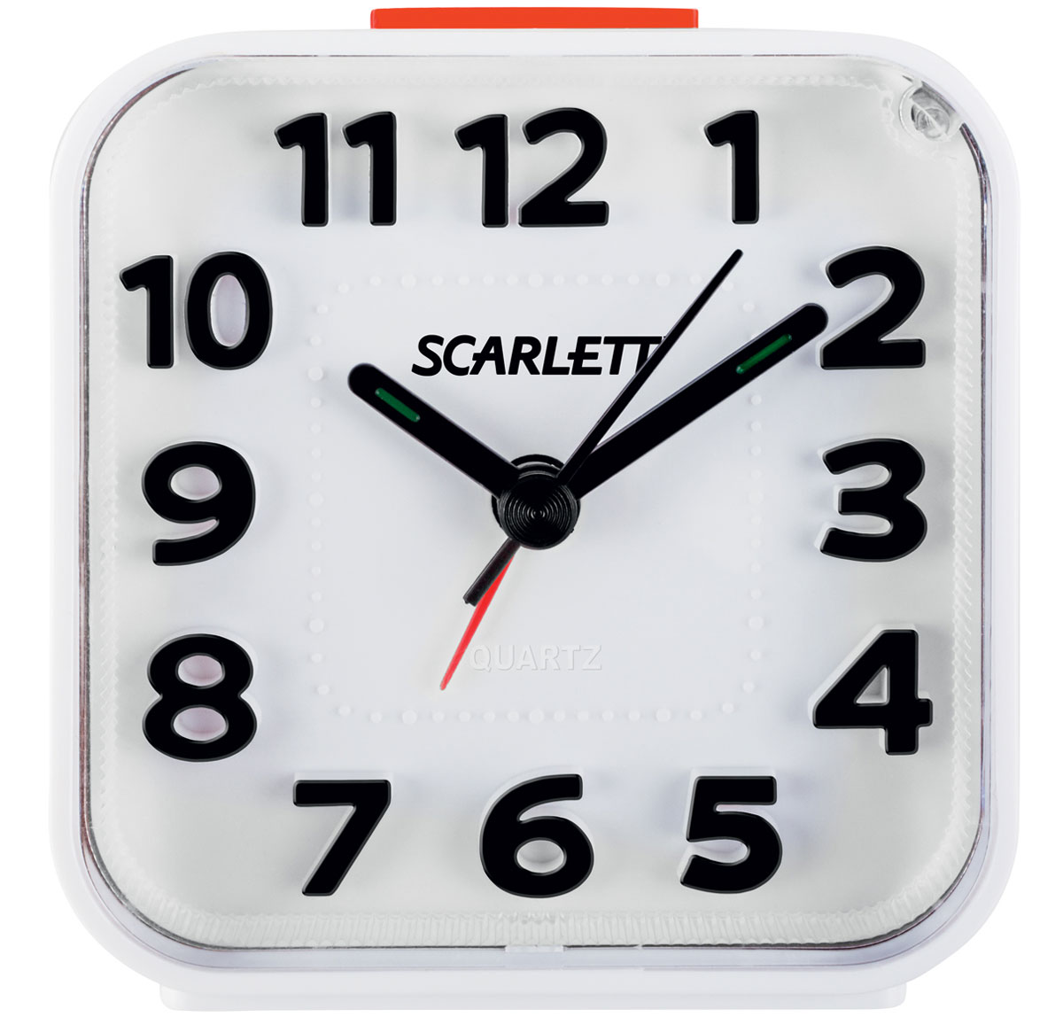 Scarlett SC-AC1012W, White будильник электронныйSC-AC1012W Scarlett SC-AC1012W, White будильник электронныйSC-AC1012WБудильник Scarlett SC-AC1012W имеет надежный кварцевый часовой механизм и плавный бесшумный ход. Данная модель также оснащена встроенной функцией подсветки и повтора сигнала (Snooze). Питание осуществляется от одной батарейки типа АА (в комплект не входит).
