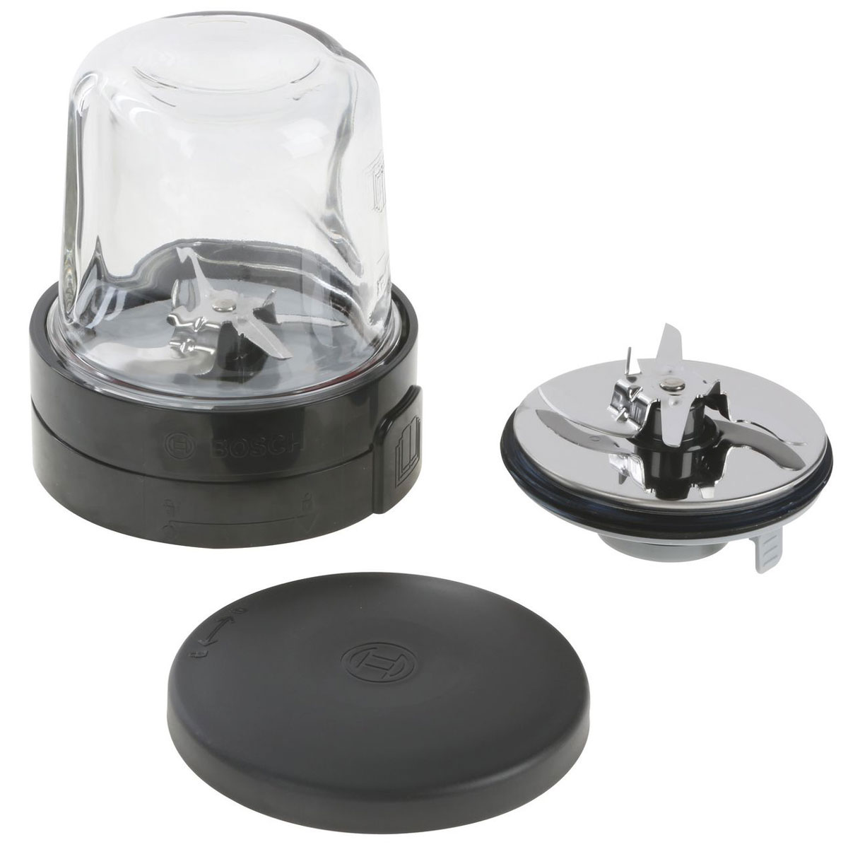 Bosch MUZ45XCG1 комплект насадок для кухонных комбайновMUZ45XCG1 Bosch MUZ45XCG1 комплект насадок для кухонных комбайновMUZ45XCG1Набор 3-в-1 Bosch MUZ45XCG1 для измельчения и хранения. Один нож подходит для измельчения твердых продуктов, например, кофейных зёрен, злаков, сахара, орехов, пряностей, цукатов, хлопьев, а второй нож можно использовать для мягких продуктов, например, овощей, фруктов, мяса, зелени. Стеклянный контейнер с крышкой используется для измельчения и смешивания продуктов. Крышка к контейнеру позволяет хранить готовый продукт.