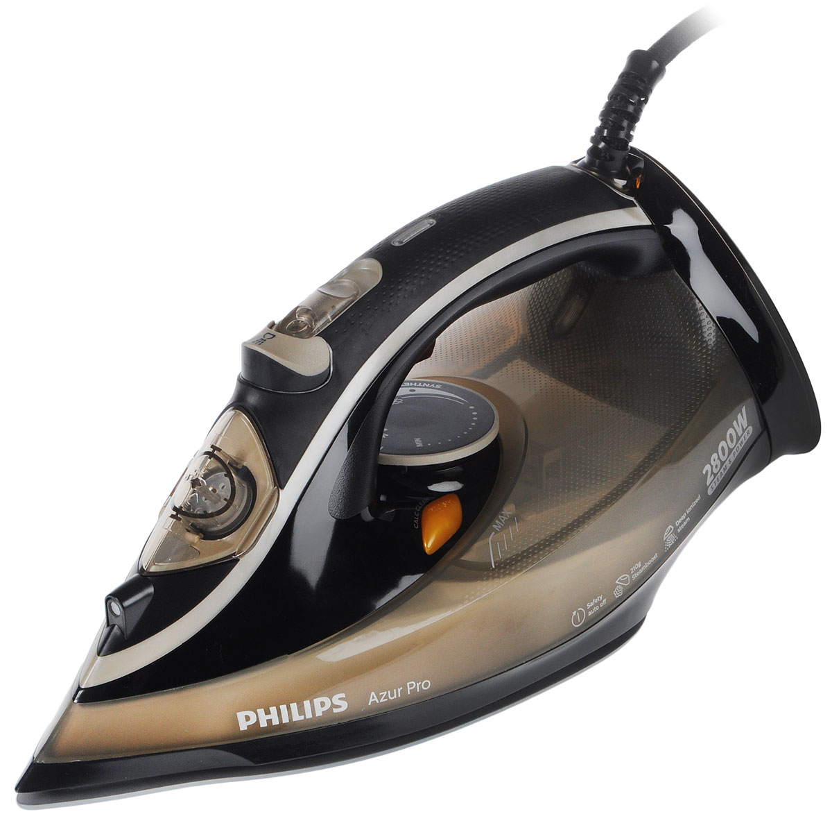 Philips GC4879/00 утюгGC4879/00 Philips GC4879/00 утюгGC4879/00Паровой утюг Azur Pro обеспечивает мощную подачу пара, чтобы вы могли легко и быстро справиться с глажением. Процесс станет проще благодаря невероятно гладкому скольжению, увеличенному резервуару для воды и встроенному контейнеру для накипи. Мощность 2800 Вт обеспечивает быстрый нагрев и безупречное глаженье. Постоянная подача пара до 50 г/мин обеспечивает оптимальное количество пара для эффективного разглаживания складок. Благодаря продуманной конструкции ручки с мягким покрытием процесс глаженья станет намного более комфортным. Резервуар увеличенного объема (350 мл) позволяет реже доливать воду. Вы сможете погладить больше одежды за один раз. Специальный встроенный контейнер собирает частицы накипи во время глажения. В процессе самоочистки накипь вымывается из утюга для обеспечения великолепных результатов глажения день за днем. Паровой утюг выключается автоматически, если оставлен без присмотра. Прибор...