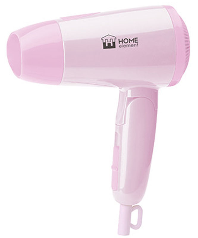 Home Element HE-HD312, Pink фенHE-HD312 Home Element HE-HD312, Pink фенHE-HD312Home Element HE-HD312 - компактный и очень удобный фен, чтобы брать с собой в дорогу или хранить в небольшом шкафчике. Фен имеет два режима мощности воздушного потока и абсолютно безопасен, отключаясь автоматически при перегреве. Удобный переключатель мощности воздушного потока на два положения: для бережной укладки или интенсивной сушки волос. Ручка складывается вдоль корпуса фена, обеспечивая наилучшее хранение. В сложенном виде фен занимает минимум места и идеален для путешествий.