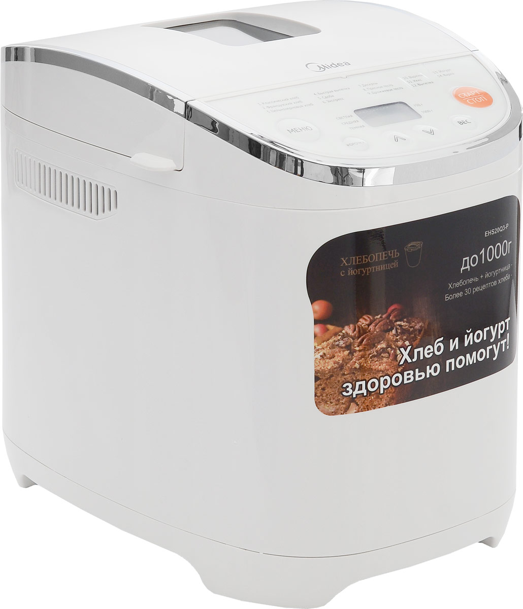 Midea EHS20Q3-P хлебопечьMidea EHS20Q3-P Midea EHS20Q3-P хлебопечьMidea EHS20Q3-PС хлебопечкой Midea EHS20Q3-P можно быстро и легко выпекать вкусный хлеб и булочки. Материал корпуса изготовлен из термостойкого пластика, а форма для выпекания снабжена специальным антипригарным покрытием. Отличительными особенностями данной модели являются простота и надежность в работе, а также возможность приготовления разнообразных типов выпечки — устройство имеет в распоряжении 13 различных программ приготовления. Модель оснащена цифровым ЖК-дисплеем, с помощью которого можно задавать необходимый временной интервал для выпекания. Любая программа работы может быть установлена одним-двумя нажатиями кнопки, благодаря чему управление хлебопечкой становится интуитивно понятным и доступным даже для детей. Широкое смотровое окно позволит наблюдать за процессом приготовления, а таймер отсрочки старта программы (до 13 часов) позволит готовить свежий хлеб к нужному времени. 3 степени пропекания корочки Поддержание хлеба теплым: 60 минут