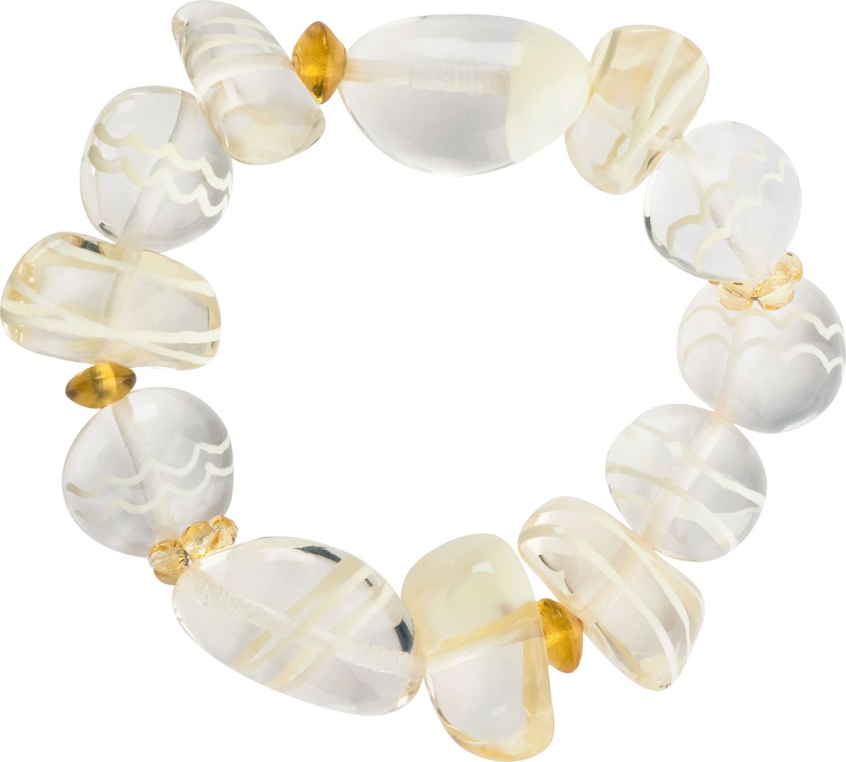 Браслет Lalo Treasures, цвет: прозрачный, желтый. B2437B2437 Браслет Lalo Treasures, цвет: прозрачный, желтый. B2437B2437Оригинальный браслет Lalo Treasures выполнен из ювелирной смолы и металлического сплава. Декоративные элементы собраны на эластичной резинке, с помощью которой браслет растягивается до необходимого размера. Стильное украшение поможет дополнить любой образ и привнести в него завершающий яркий штрих.