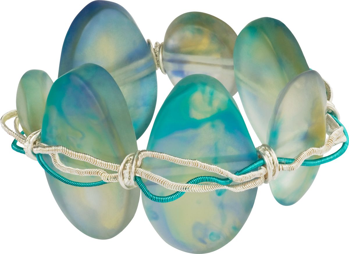 Браслет Lalo Treasures, цвет: бирюзовый, серый. B2504/1B2504/1 Браслет Lalo Treasures, цвет: бирюзовый, серый. B2504/1B2504/1Оригинальный браслет Lalo Treasures выполнен из ювелирной смолы и металлического сплава. Декоративные элементы собраны на эластичных резинках, с помощью которых браслет растягивается до необходимого размера. Стильное украшение поможет дополнить любой образ и привнести в него завершающий яркий штрих.