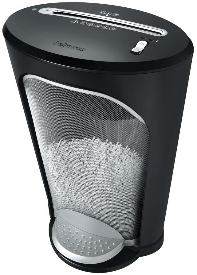 Fellowes Powershred DS-1, Black шредерFS-30101 Fellowes Powershred DS-1, Black шредерFS-30101Powershred DS-1 - оригинальный и стильный шредер как для личного использования, так и для небольшого офиса. Рекомендуемая нагрузка до 120 листов в день. Производительность – 11 листов при высокой скорости резки 4,3 м/мин. Перекрестная резка на фрагменты размером 4х35мм обеспечивает P-4 уровень секретности по DIN 66399. Металлическая сетчатая корзина позволяет следить за наполняемостью корзины.