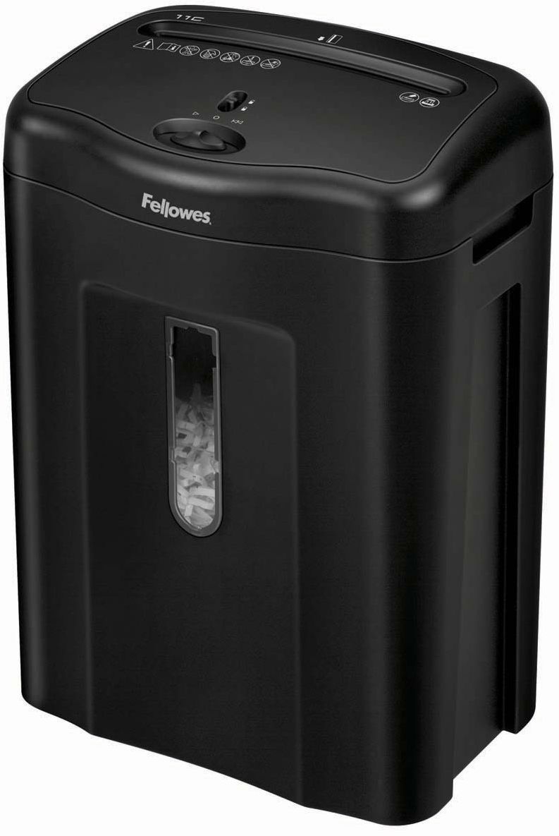 Fellowes Powershred 11C, Black шредерFS-43502 Fellowes Powershred 11C, Black шредерFS-43502Powershred 11C новый шредер для 1-3 пользователей с рекомендуемой нагрузкой до 100 листов в день. Производительность – 11 листов при скорости резки 2,4 м/мин. Перекрестная резка на фрагменты размером 4х52 мм обеспечивает P-3 уровень секретности по DIN 66399.