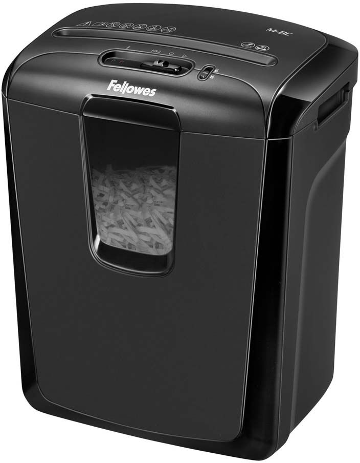 Fellowes Powershred M-8C, Black шредерFS-46041 Fellowes Powershred M-8C, Black шредерFS-46041Powershred M-8C удобный и компактный шредер для персонального использования с рекомендуемой нагрузкой до 60 листов в день. Производительность – 8 листов. Перекрестная резка на фрагменты размером 4х50мм обеспечивает P-3 уровень секретности по DIN 66399. Окошко позволит оценить степень наполненности корзины