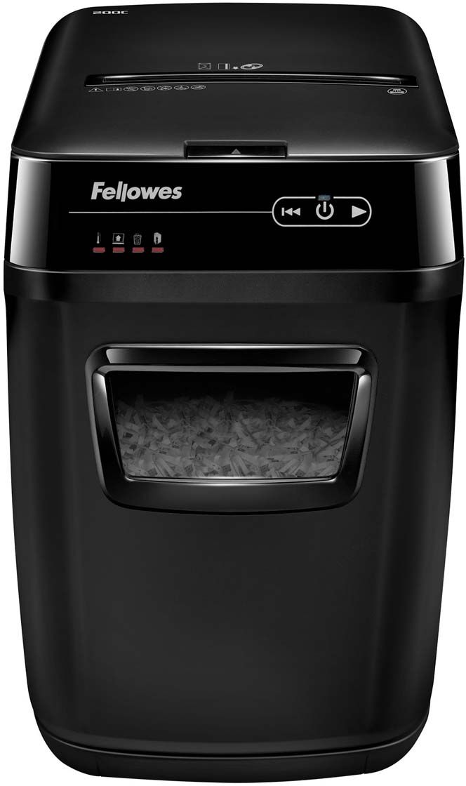 Fellowes AutoMax 200C, Black шредерFS-46536 Fellowes AutoMax 200C, Black шредерFS-46536AutoMax™ 200C – Компактный шредер с автоподачей документов для использования в малом или среднем офисе. Рекомендуемая нагрузка до 400 листов в день. Загрузка лотка - 200 листов. Перекрестная резка на фрагменты размером 4х38 мм соответствуют P-4 уровню секретности по DIN 66399. Шредер с автоподачей освобождает пользователя от участия в уничтожении. Достаточно загрузить стопку документов в удобно расположенный лоток, нажать кнопку старт и вы можете быть свободны. Благодаря инновационной технологии accufeed уничтожение произойдет в полностью автоматическом режиме.