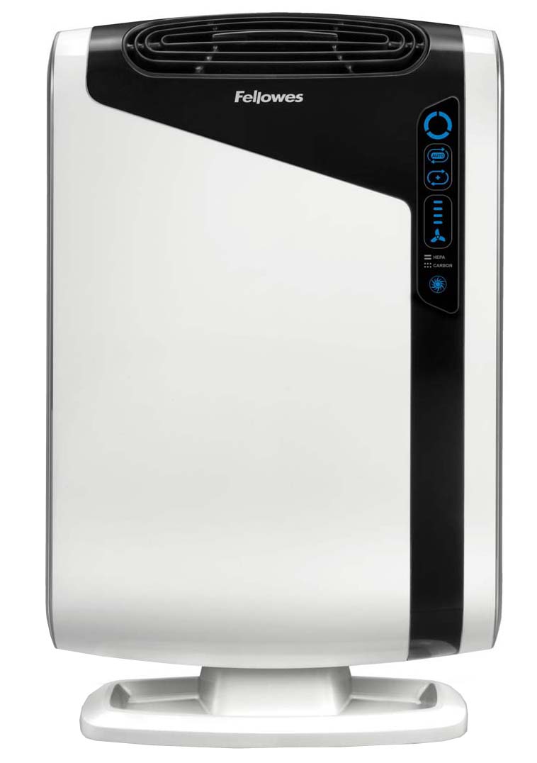 Fellowes Aeramax DX95 воздухоочистительFS-93938 Fellowes Aeramax DX95 воздухоочистительFS-93938Воздухоочиститель Fellowes AeraMax DX95 (fs-93938) предназначен для эффективной очистки воздуха в помещении площадью до 28 м2 Воздух проходит 4 степени очистки, что позволяет значительно улучшить качество воздуха внутри помещений, удалив 99.97% загрязняющих частиц. Угольный фильтр удаляет запахи, химические загрязнения и крупные частицы, переносимые по воздуху. True HEPA фильтр задерживает 99.97% частиц размером от 0.3 микрон, включая споры плесени, пыльцу растений, пылевых клещей, большинство бактерий, аллергенов и сигаретный дым. Антибактериальная обработка AeraSafe™– встроенная защита от роста бактерий, вызывающих неприятный запах, плесени и грибков на фильтре True HEPA. Технология PlasmaTRUE™ безопасно удаляет содержащиеся в воздухе загрязняющие вещества, мгновенно нейтрализуя вирусы и микробы. Воздухоочиститель прост в работе и обладает удобным пользовательским интерфейсом. В режиме работы АВТО, датчики оценивают изменения качества воздуха в помещении, на основании чего...