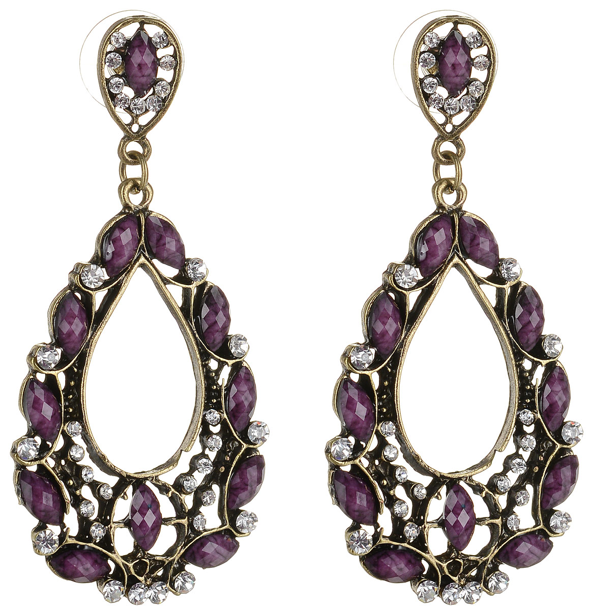 Серьги Art-Silver, цвет: фиолетовый. 50-37401-32050-37401-320 Серьги Art-Silver, цвет: фиолетовый. 50-37401-32050-37401-320Серьги Art-Silver выполнены из металлического сплава. Декоративный элемент дополнен вставками из циркона и полимерного материла. Изделие застегивается с помощью замка-петли с заглушкой.