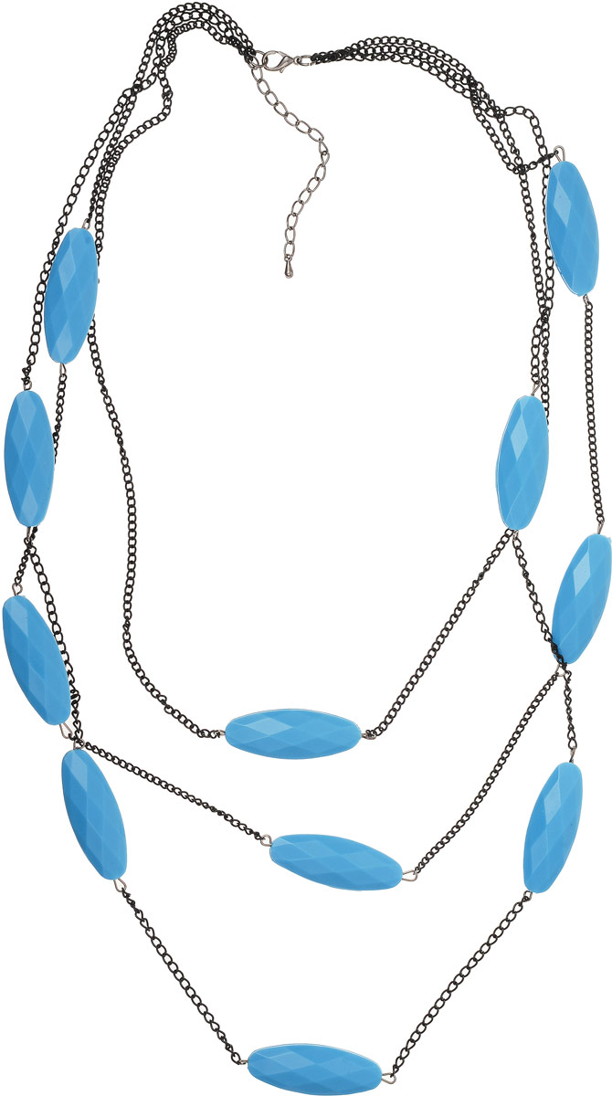 Колье Art-Silver, цвет: голубой. 4834-2464834-246 Колье Art-Silver, цвет: голубой. 4834-2464834-246Колье Art-Silver выполнено из бижутерного сплава и дополнен элементами из полимера. Модель оформлена тремя ярусами, удлиняющимися к центру. Модель застегивается на карабин и регулируется по длине.