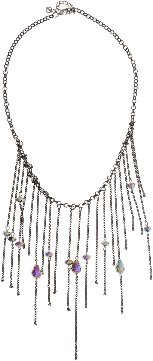 Колье Art-Silver, цвет: черный. 44635-38644635-386 Колье Art-Silver, цвет: черный. 44635-38644635-386Колье Art-Silver выполнено из бижутерного сплава. По центру оформлена цепочками и кристаллами. Модель застегивается на карабин и регулируется по длине.