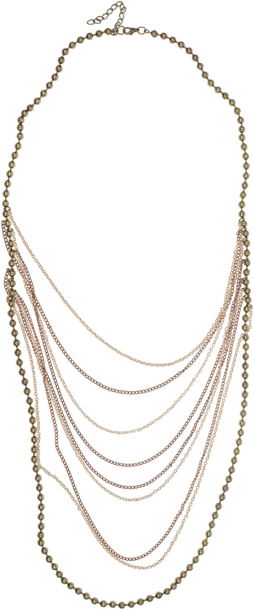 Колье Art-Silver, цвет: золотой. 22772-32022772-320 Колье Art-Silver, цвет: золотой. 22772-32022772-320Колье Art-Silver выполнено из бижутерного сплава и дополнено бусинами из полимера. Центральная часть оформлена ярусами. Модель застегивается на карабин и регулируется по длине.